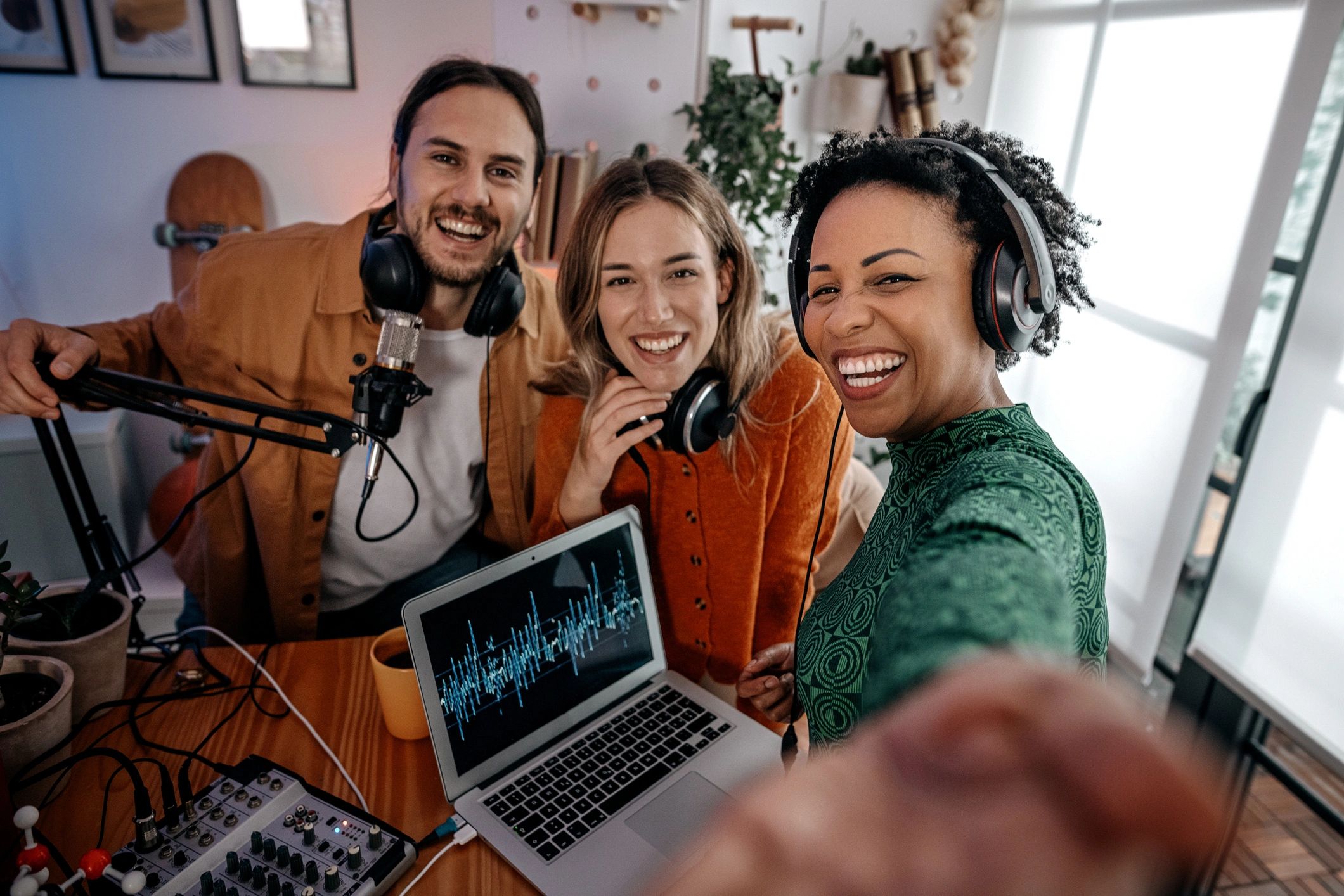 diverse people recording audio profile